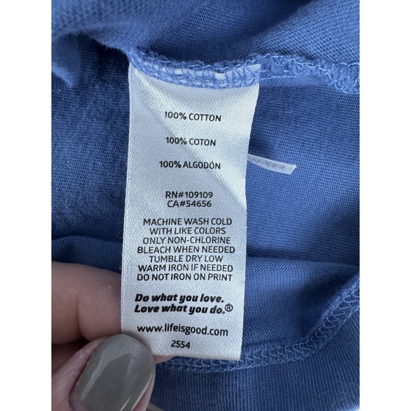 Life is Good Blue Long Sleeve T-Shirt Snowflake Grateful Crusher Tee Size Medium - Picture 10 of 10